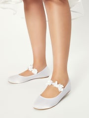 Lipsy Girl White Regular Fit Occasion Flower Marjane Ballerina - Image 2 of 5