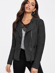 ONLY Black Faux Leather Biker Jacket - Image 1 of 5
