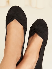 Friends Like These Black Suedette Regular Fit Round Toe Twist Flat Ballet Pumps - Image 4 of 4