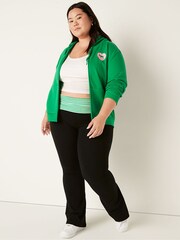 Victoria's Secret PINK Pure Black with Green Foldover Full Length Flare Legging - Image 3 of 4