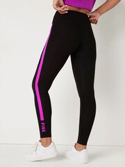 Victoria's Secret PINK Pure Black with Couture Fushia Stripe Cotton High Waist Leggings - Image 2 of 4