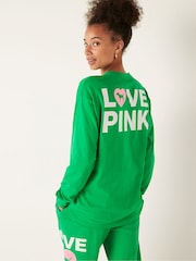 Victoria's Secret PINK Happy Camper Green Long Sleeve T-Shirt - Image 3 of 5