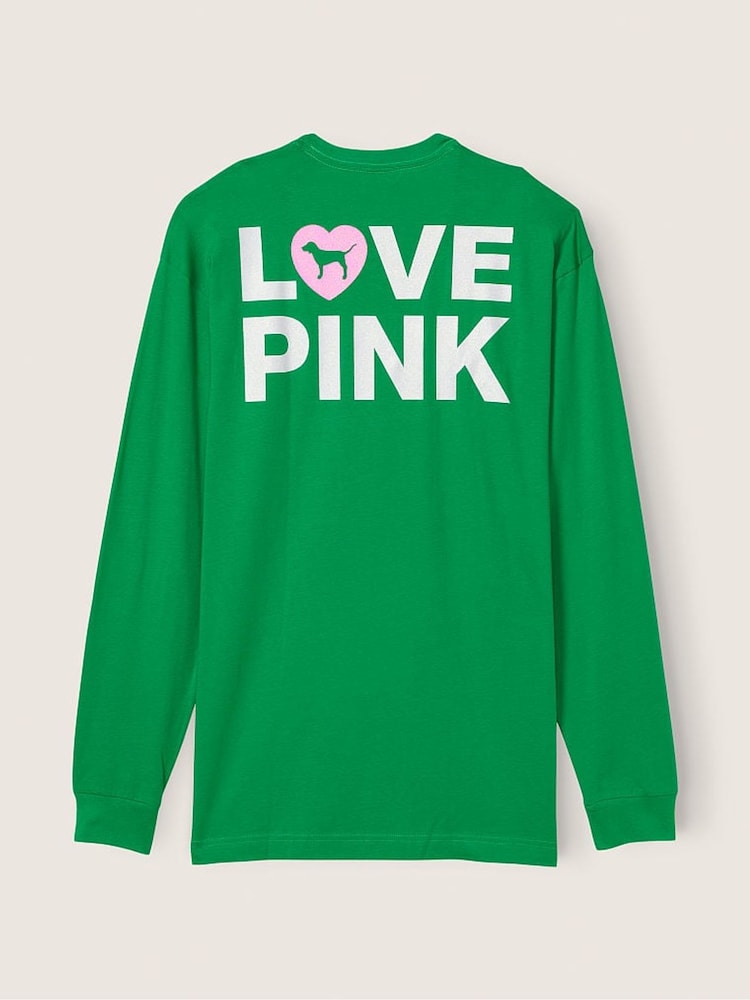 Victoria's Secret PINK Happy Camper Green Long Sleeve T-Shirt - Image 5 of 5 Victoria's Secret PINK Happy Camper Green Long Sleeve T-Shirt - Image 5 of 5