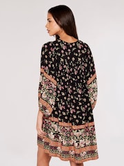 Apricot Black Multi Vintage Blossom Stripe Mini Dress - Image 4 of 4