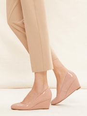 Friends Like These Nude Patent Patent Wedge Court Shoes - Image 4 of 4