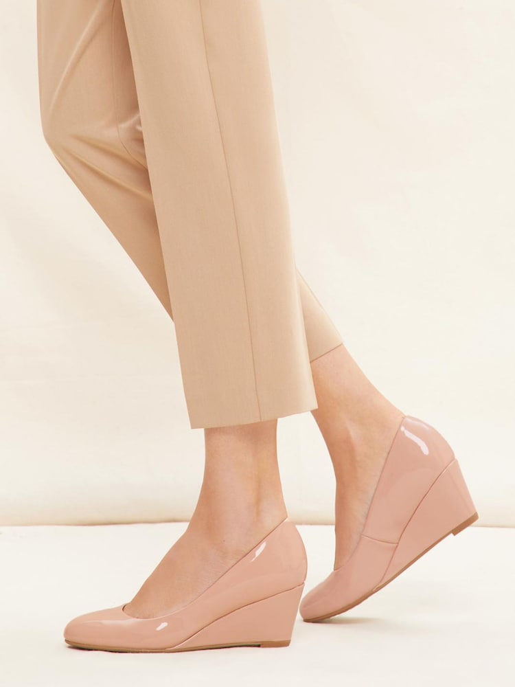 Friends Like These Nude Patent Patent Wedge Court Shoes - Image 4 of 4