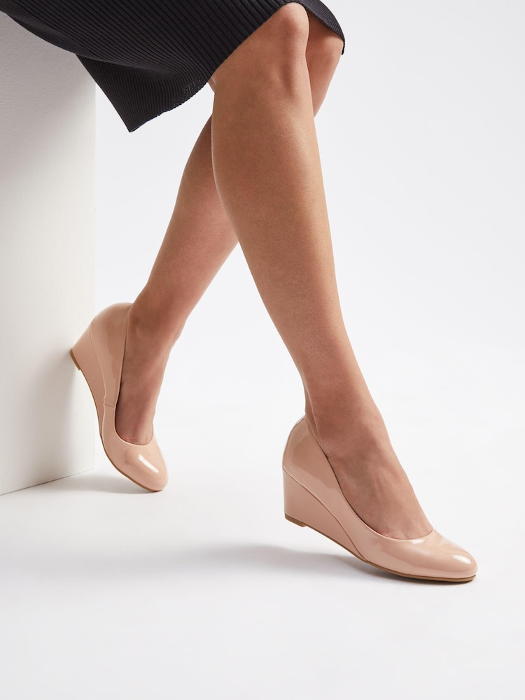 Friends Like These Nude Patent Wide FIt Patent Wedge Court - Image 1 of 4 Friends Like These Nude Patent Wide FIt Patent Wedge Court - Image 1 of 4