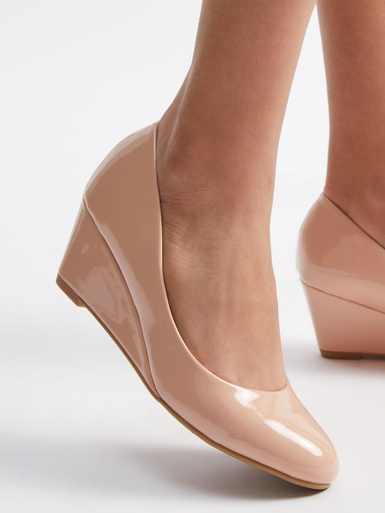Friends Like These Nude Patent Wide FIt Patent Wedge Court - Image 4 of 4 Friends Like These Nude Patent Wide FIt Patent Wedge Court - Image 4 of 4