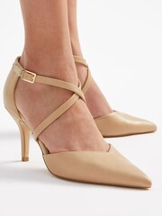Friends Like These Nude Faux Leather Wide FIt Cross Over Mid Court Heel - Image 3 of 3
