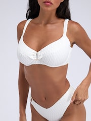 Boux Avenue White Riad Textured Balconette Bikini Top - Image 3 of 6