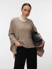 VERO MODA Brown Knitted Poncho - Image 1 of 5