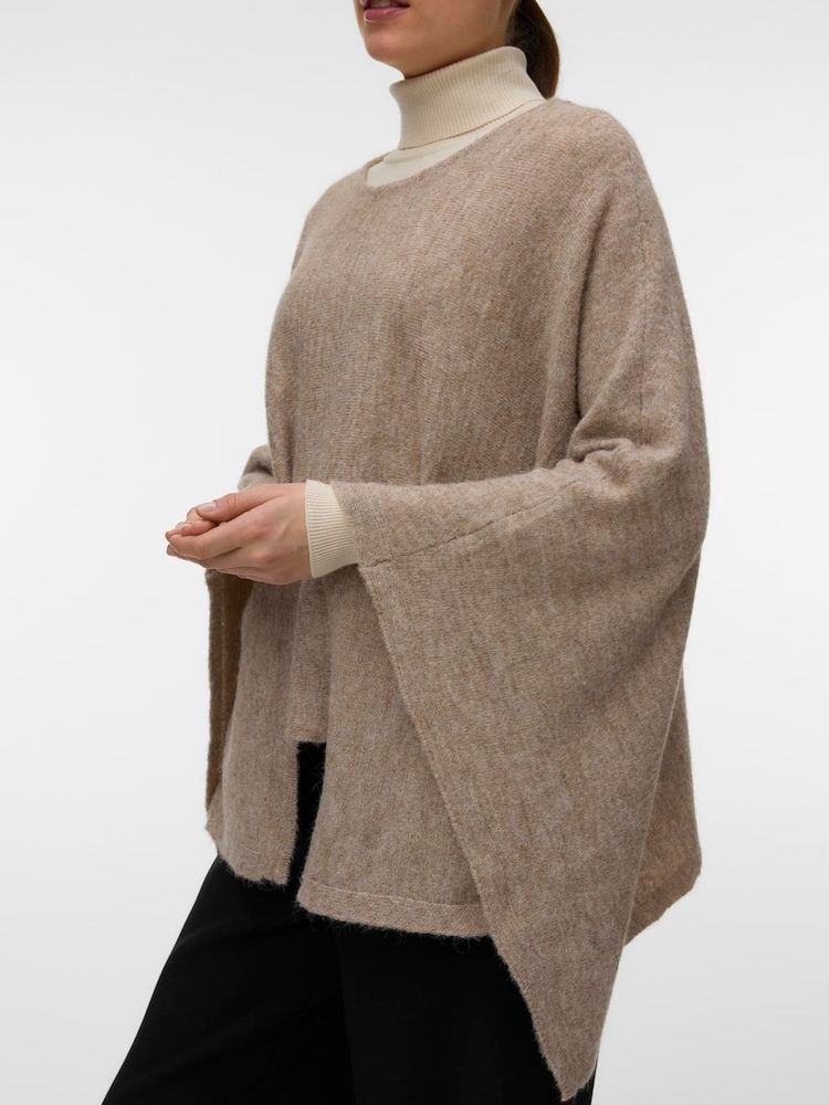 VERO MODA Brown Knitted Poncho - Image 2 of 5 VERO MODA Brown Knitted Poncho - Image 2 of 5