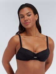 Boux Avenue Black Riad Textured Balconette Bikini Top - Image 3 of 5