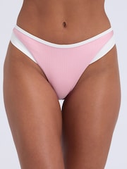 Boux Avenue Pink Ibiza Piped Brazilian Bikini Bottoms - Image 1 of 5