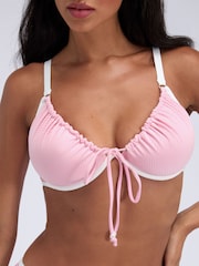 Boux Avenue Pink Ibiza Piped Plunge Bikini Top - Image 5 of 6