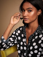 Lipsy Black / White Spot Button Up Shirt - Image 3 of 4