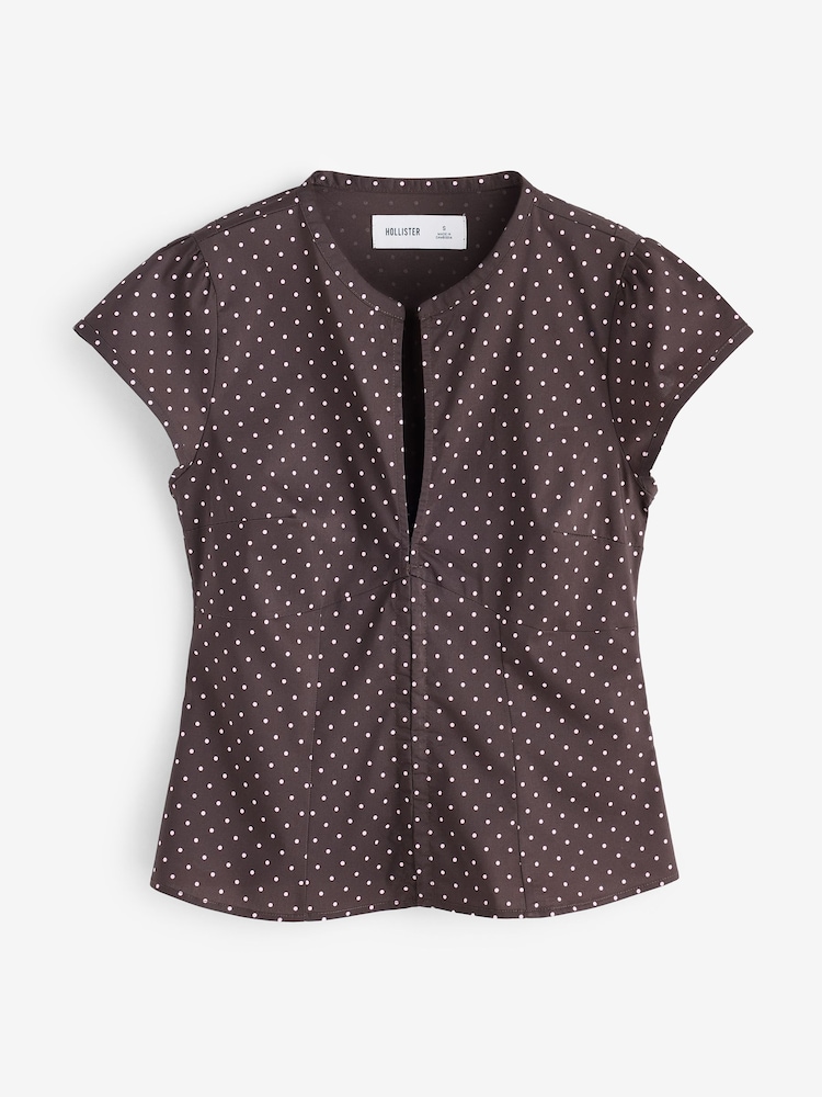 Hollister Brown Keyhole Hook & Eye Top - Image 1 of 1