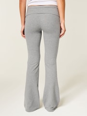 Hollister Grey Knit Foldover Flared Joggers - Image 3 of 5