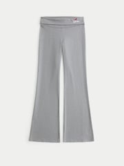 Hollister Grey Knit Foldover Flared Joggers - Image 4 of 5