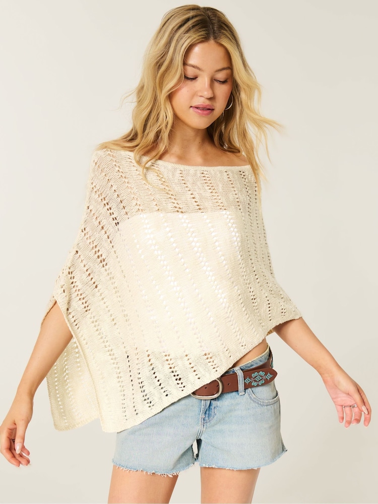Hollister Cream Aysm Poncho - Image 1 of 4 Hollister Cream Aysm Poncho - Image 1 of 4