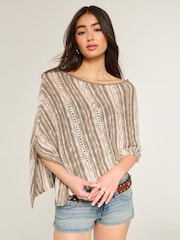 Hollister Brown Aysm Stripe Poncho - Image 1 of 4