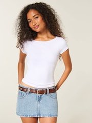 Hollister White Slash Neck T-Shirt - Image 1 of 3