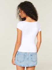 Hollister White Slash Neck T-Shirt - Image 2 of 3