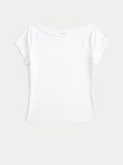 Hollister White Slash Neck T-Shirt - Image 3 of 3