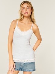 Hollister Grey Lace Cami Top - Image 1 of 3