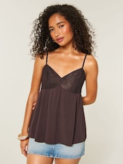Hollister Brown Lace Cami Top - Image 1 of 4