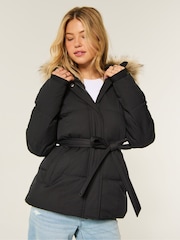 Hollister Black Longline Puffer Jacket - Image 1 of 6