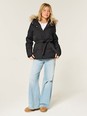 Hollister Black Longline Puffer Jacket - Image 3 of 6
