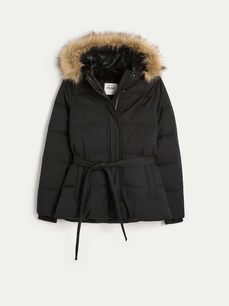 Hollister Black Longline Puffer Jacket - Image 6 of 6