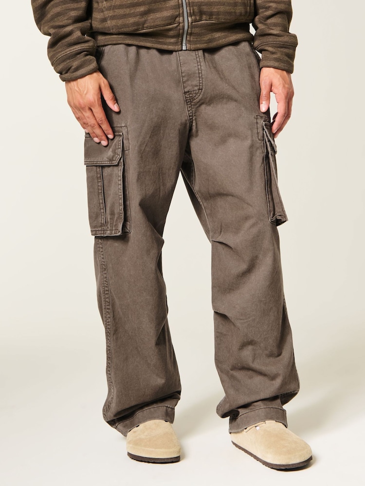 Hollister Brown Baggy Cargo Trousers - Image 2 of 5