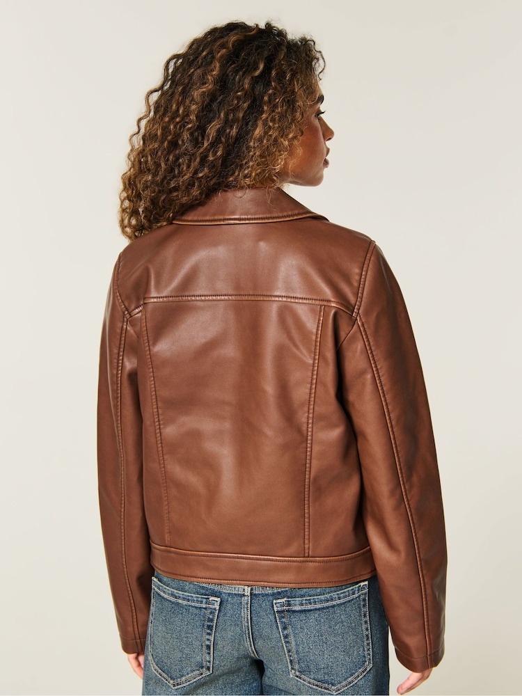 Hollister Brown Leather Jacket - Image 2 of 5