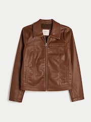 Hollister Brown Leather Jacket - Image 4 of 5
