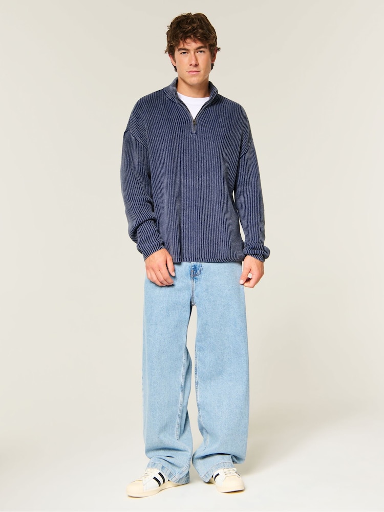 Hollister Blue Boxy Crewneck Sweatshirt - Image 2 of 8