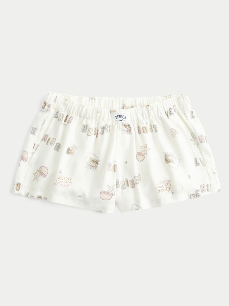 Hollister White Flannel Pyjama Shorts - Image 3 of 3