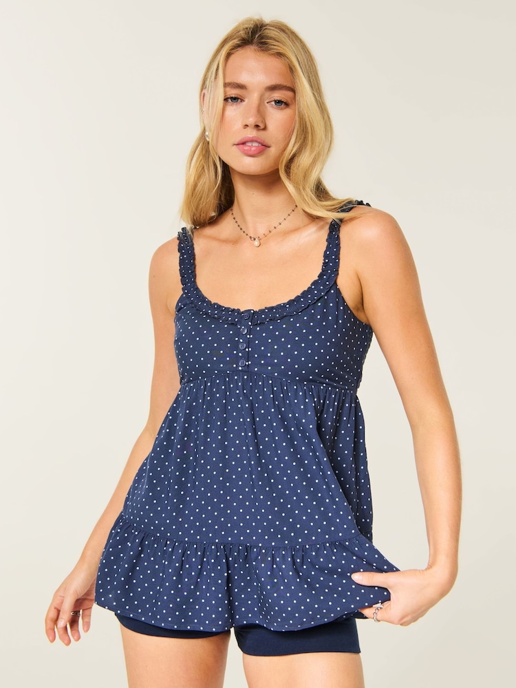 Hollister Blue Babydoll Top - Image 1 of 4 Hollister Blue Babydoll Top - Image 1 of 4