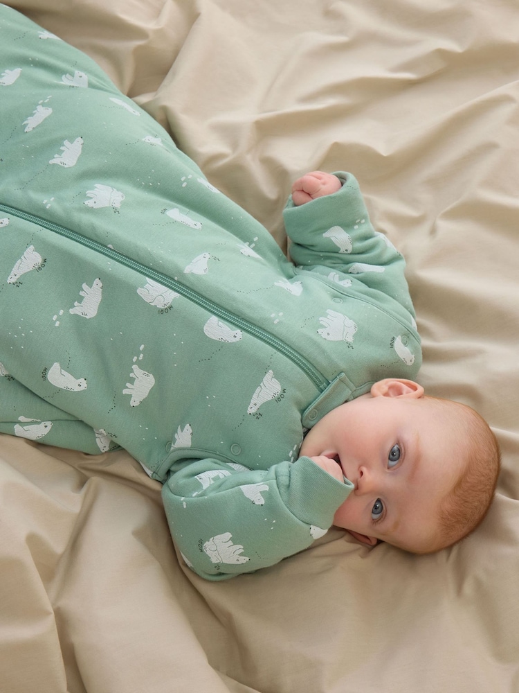 MORI Green Polar Bear Long Sleeve Front Opening Sleeping Bag 2.5 TOG - Image 1 of 8 MORI Green Polar Bear Long Sleeve Front Opening Sleeping Bag 2.5 TOG - Image 1 of 8