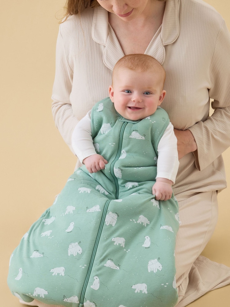MORI Green Polar Bear Long Sleeve Front Opening Sleeping Bag 2.5 TOG - Image 2 of 8 MORI Green Polar Bear Long Sleeve Front Opening Sleeping Bag 2.5 TOG - Image 2 of 8