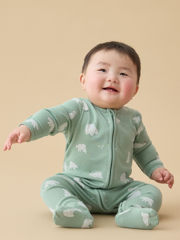 MORI Polar Bear Soft Cotton Two Way Zip-Up Sleepsuit - Imagen 1 de 5