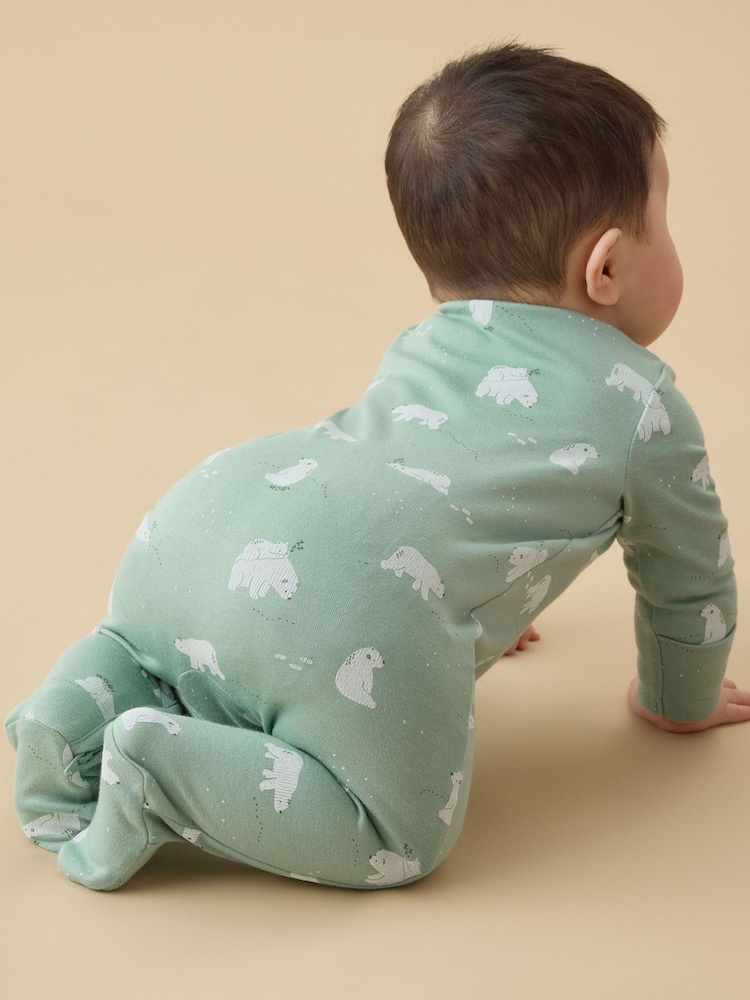 MORI Polar Bear Soft Cotton Two Way Zip-Up Sleepsuit - Imagen 2 de 5