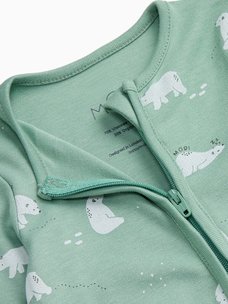 MORI Polar Bear Soft Cotton Two Way Zip-Up Sleepsuit - Imagen 5 de 5
