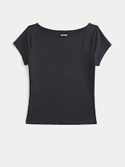Hollister Black Slash Neck T-Shirt - Image 3 of 3