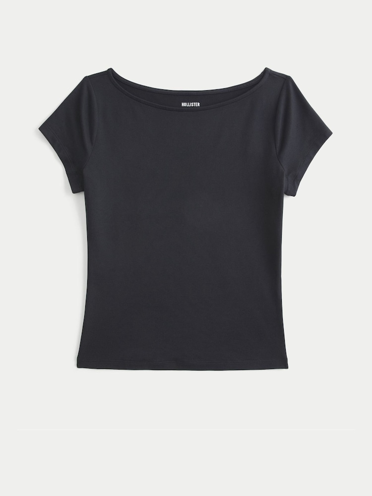 Hollister Black Slash Neck T-Shirt - Image 3 of 3 Hollister Black Slash Neck T-Shirt - Image 3 of 3