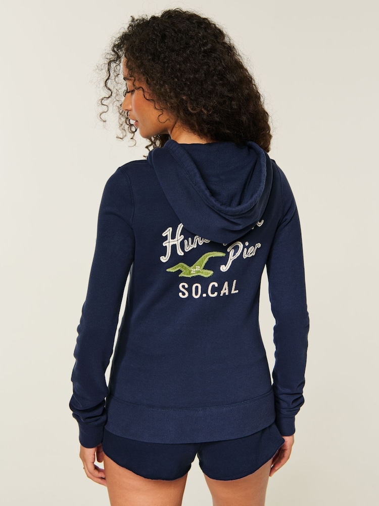 Hollister Blue Graphic Sweat Top - Image 2 of 4