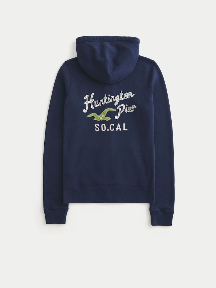 Hollister Blue Graphic Sweat Top - Image 4 of 4
