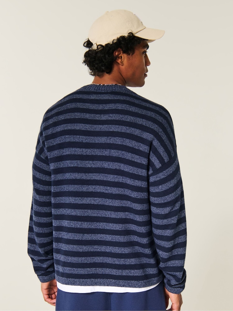 Hollister Blue Stripe Crew Neck Sweatshirt - Image 2 of 5