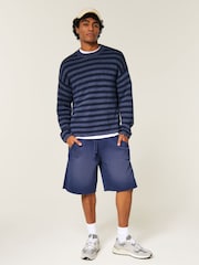 Hollister Blue Stripe Crew Neck Sweatshirt - Image 3 of 5